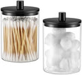 TIPGO Glass Qtip Holder Dispenser - 10 oz Clear Canister Apothecary Jar by TIPGO