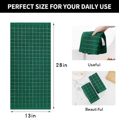Homaxy 100% Cotton Terry Kitchen Towels, 6 Pack, Dark Green - Image 5