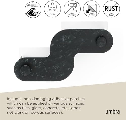 Umbra Nami Shower Caddy, Adhesive No Drill Bathroom, Ocean Black - Image 6