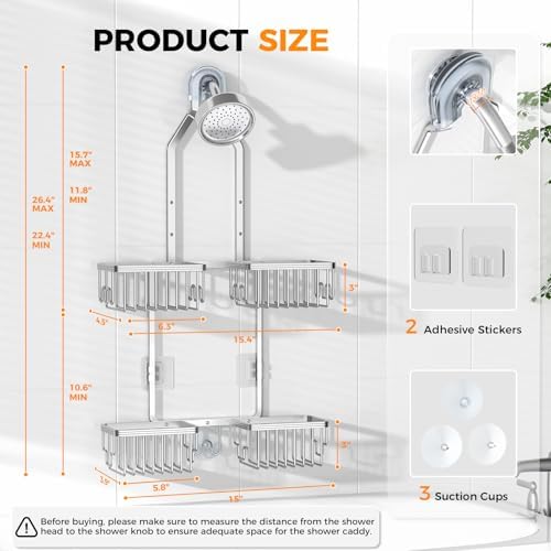 Adjustable Aluminum Shower Caddy Hanging - Image 6