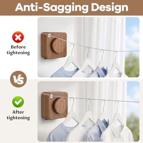 Retractable Clothesline Indoor & Outdoor, Non-Sagging Heavy Duty Retracting - Image 5