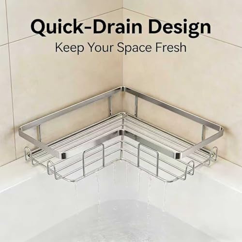 Shower Caddy 2 Pack, Stainless Steel No Drilling Adhesive Bathroom Organizer - Image 5