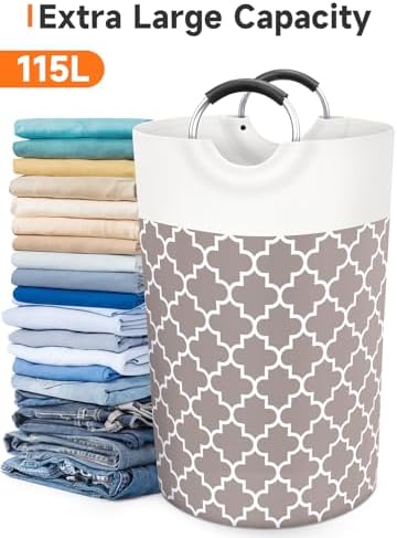 Large Laundry Basket, 115L Tall Collapsible Hamper - Image 5