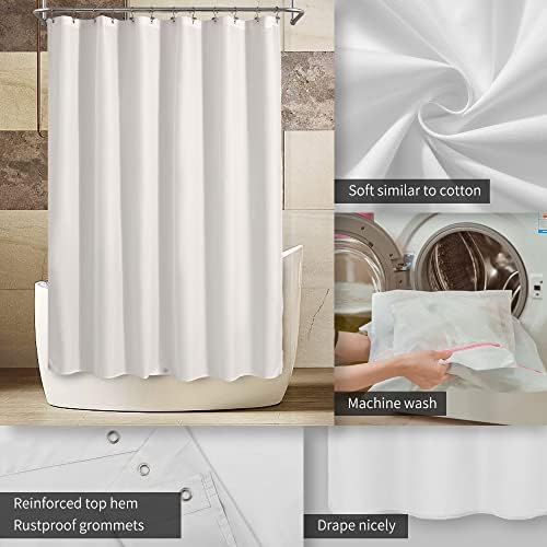 ALYVIA SPRING Waterproof Fabric Shower Curtain or Liner White - Image 3
