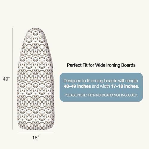 UniSimp Ironing Board Cover and Pad 18"x49" Extra Thick Natural Cotton - Image 2