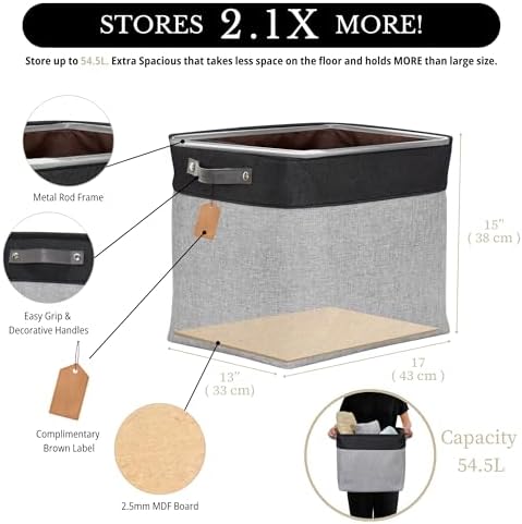 DECOMOMO Extra Large Storage Baskets, 54.5L Fabric Storage Bins 3 Pack - Image 3