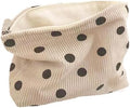 Corduroy Makeup Bags for Women, Polka Dot Cosmetic Bag for Purse by SxoSyo