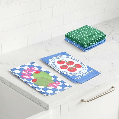 Ritz 4-Piece Kitchen Towel Set, Tomato & Olive Prints - Image 5