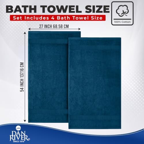DAN RIVER 600 GSM Cotton Large Bath Towels Set of 4, 27 x 54 Inches - Image 2