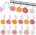 Flower Shower Curtain Hooks, 12 Pack Rustproof Stainless Steel Decorative by GNUEYART