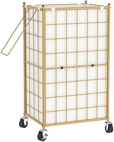 WOWLIVE Rolling Laundry Basket, Metal Wire Frame Laundry Hamper by WOWLIVE
