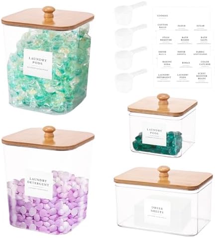 4 Pack Laundry Pods Container, Scoops & Labels by Hatende
