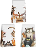 3 Pcs Cute Cat Kitchen Towels, Funny Cats Gifts Absorbent Hand Towels-02 by Jztco