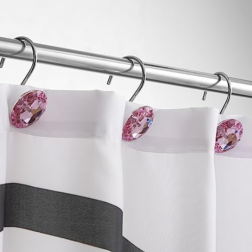 HBlife 12 Pcs Acrylic Decorative Rolling Diamond Shower Curtain Hooks Rust - Image 4