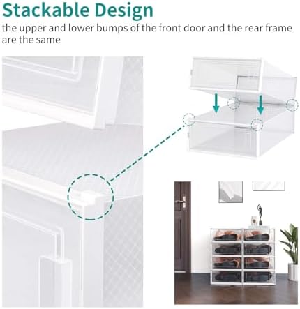 4-Piece Boot and Shoe Storage Box, Stackable Clear Plastic Shoe Box, - Image 4