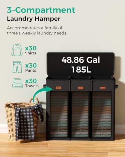 185L Laundry Hamper 3 Section - Image 4