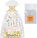 Yuiicaov 10PCS Extra Large Cellophane Bags, 50x60 Inches Clear Cellophane Wrap by Unknown