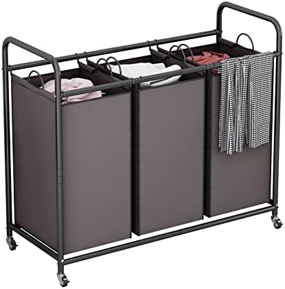 LINZINAR 3-Bag Laundry Sorter, Laundry Hamper Cart by LINZINAR
