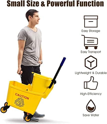 Nightcore Commercial Mop Bucket, All-in-one Tandem Floor Cleaning Wavebrake - Image 3