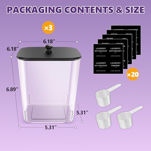 Moforoco 3 Pcs Laundry Pods Container, Large Detergent Powder Storage - Image 2