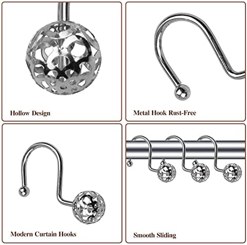 Gracelife 12Pcs Hollow Ball Shower Curtain Hooks Luxury Quality Rustproof - Image 2