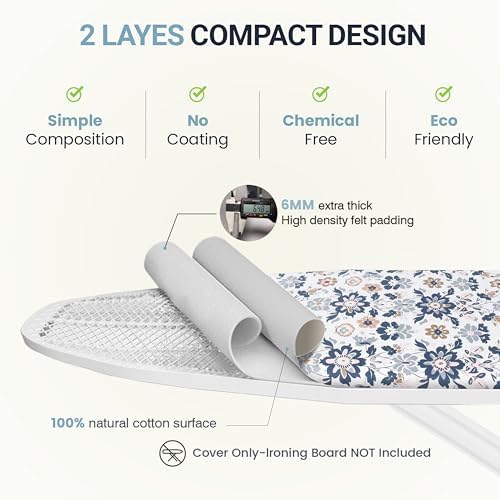 UniSimp Ironing Board Cover and Pad 15"x54" Extra Thick Natural Cotton - Image 5