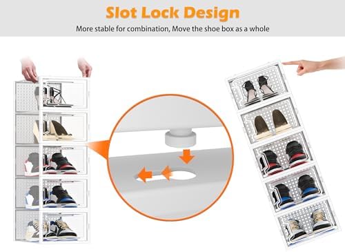 HOMIDEC Clear Shoe Storage Boxes, Stackable Shoe Organizer - Image 6