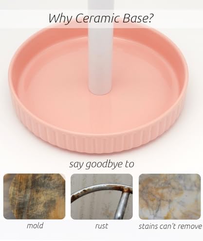 Paper Towel Holder Countertop, Ceramic Base, Fits Double to Family Rolls - Image 2