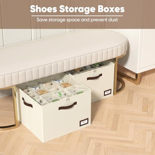 OIAHOMY 2 Pack Shoe Organizer for Closet, Large Foldable Shoe Storage Bins - Image 2