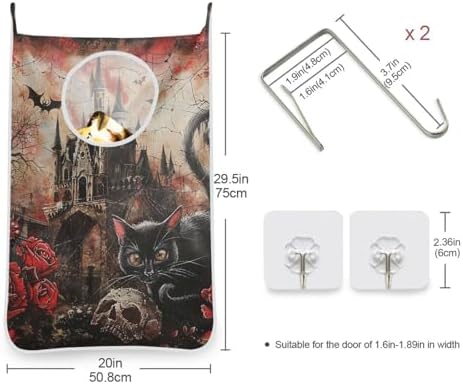 Halloween Castle Rose Door Hanging Laundry Hamper Bag - Image 3