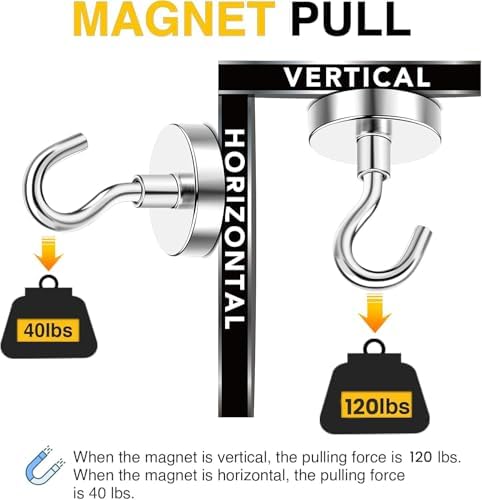 DIYMAG Magnetic Hooks, 120lbs 10pcs Cruise Cabin Essentials Heavy Duty N52 - Image 5