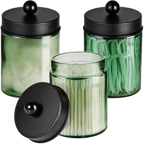 3 Pack Apothecary Jar Canisters Bathroom Vanity Organizer by Komashr