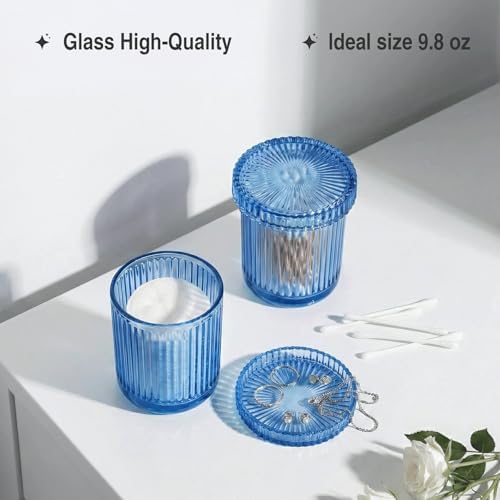 Navy Blue Thick Glass Bathroom Qtip Holder, 2 Pack - Image 5