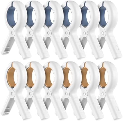 Senbowe 12 Pack Beach Towel Clips, Heavy Duty Plastic Clothes Pins, Windproof by Senbowe