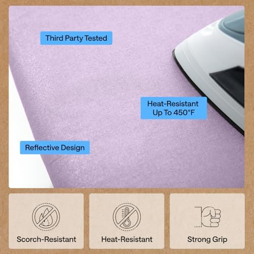 GORILLA GRIP Padded Ironing Board Cover, 15x54 Light Purple - Image 5