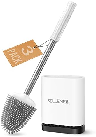 Sellemer Silicone Toilet Brush, Ventilation Slots Base Holder 3 Pack by Sellemer