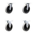 Service Caster Brand Replacement Set for Uline Casters H-2503CASKIT - Swivel Top Plate Casters with 5 Inch Thermoplastic Rubber Wheels-Includes 2 Swivel Casters and 2 Rigid Casters- Fits Utility Carts