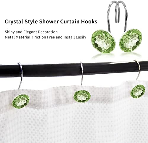 Sage Diamond Crystal Bling Shower Curtain Hooks Rings - Image 3