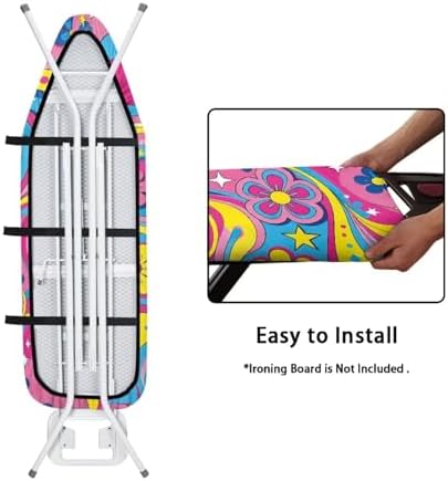 Hippie Floral Love Print Ironing Board Cover Hook & Loop Elastic Edge Easy to - Image 5