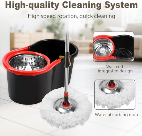 Spin Mop and Bucket with Wringer Set, 360° Spinning Mop and Bucket System with - Image 4