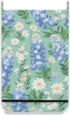 Mint Green Bluebonnet and Daisies Hanging Laundry Hamper Door Hampers Bag Basket - Image 2