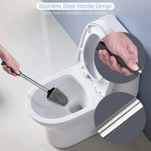 Sellemer Silicone Toilet Brush, Ventilation Slots Base Holder 3 Pack - Image 4
