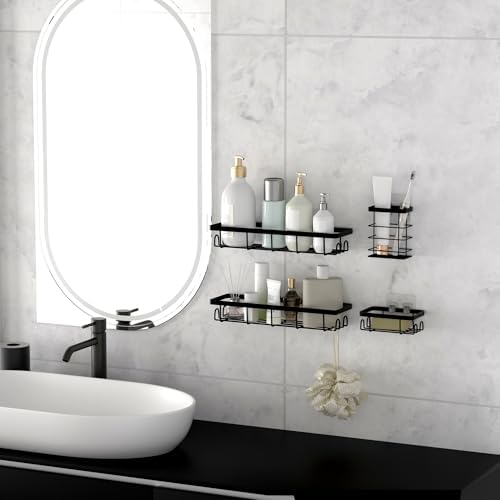 Shower Caddy Organizer with Hooks, Self Adhesive Bathroom Shelves, No Drilling - Image 7