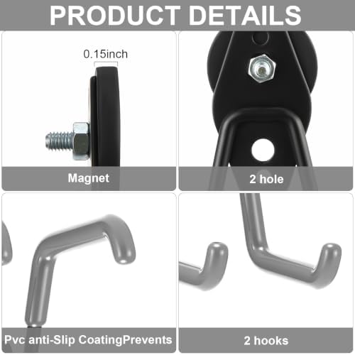 Landhoow 10 Pcs Large Magnetic Hooks Heavy Duty Garage Magnet Hooks Strong - Image 3