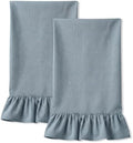 HunnmingRe 2 Pcs Dusty Blue Kitchen Towels Retro Towels Cotton Ruffled by HunnmingRe