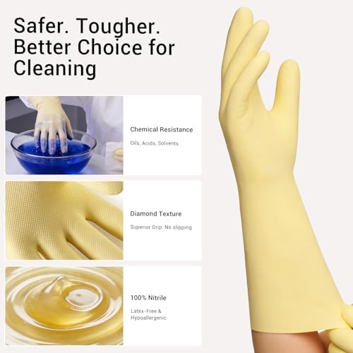 ThxToms 2 Pair Nitrile Dishwashing Cleaning Gloves, - Image 3