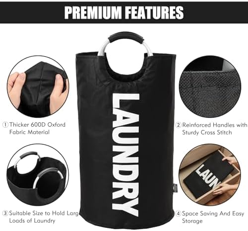 DOKEHOM 125L X-Large Laundry Basket Bag, Collapsible Tall Hamper - Image 6