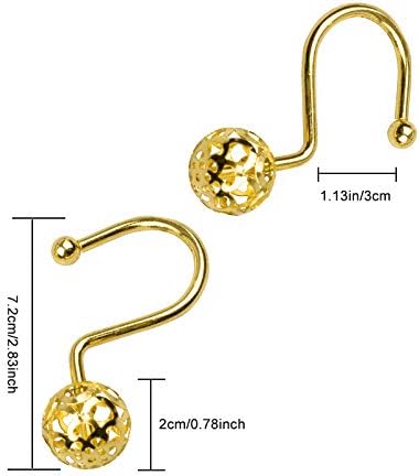 Gracelife 12Pcs Hollow Ball Shower Curtain Hooks Luxury Quality Rustproof - Image 3