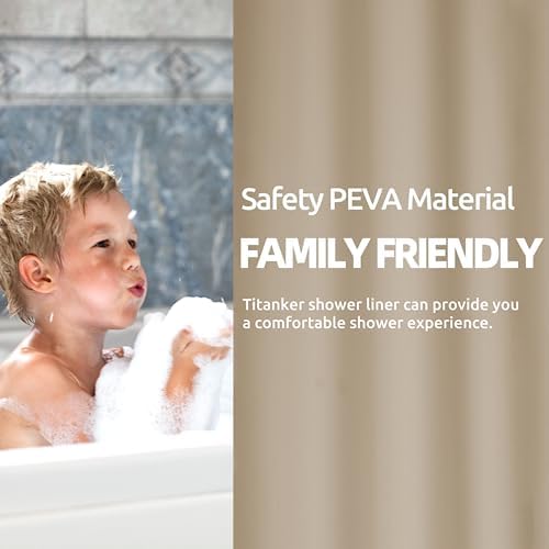 Titanker Shower Curtain Liner 72x72 Tan Shower Liner Lightweight PEVA Shower - Image 3