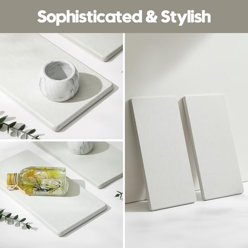 2PCS 10"x 5" Large Bathroom Sink Vanity Trays, Water Absorbing Diatomite Stone - Image 6